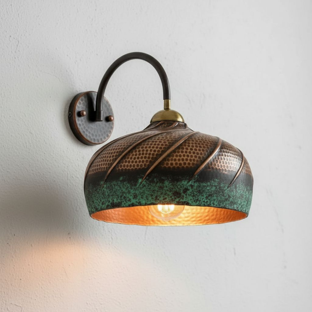 Rustic Verdigris Patina Bathroom Basin, Oxidized Copper Vessel Sink