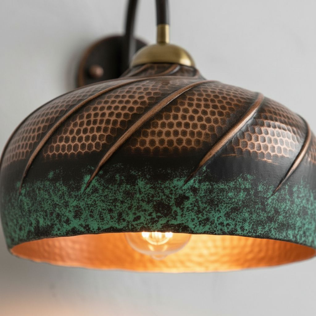 Rustic Verdigris Patina Bathroom Basin, Oxidized Copper Vessel Sink