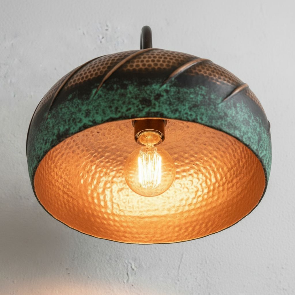 Rustic Verdigris Patina Bathroom Basin, Oxidized Copper Vessel Sink