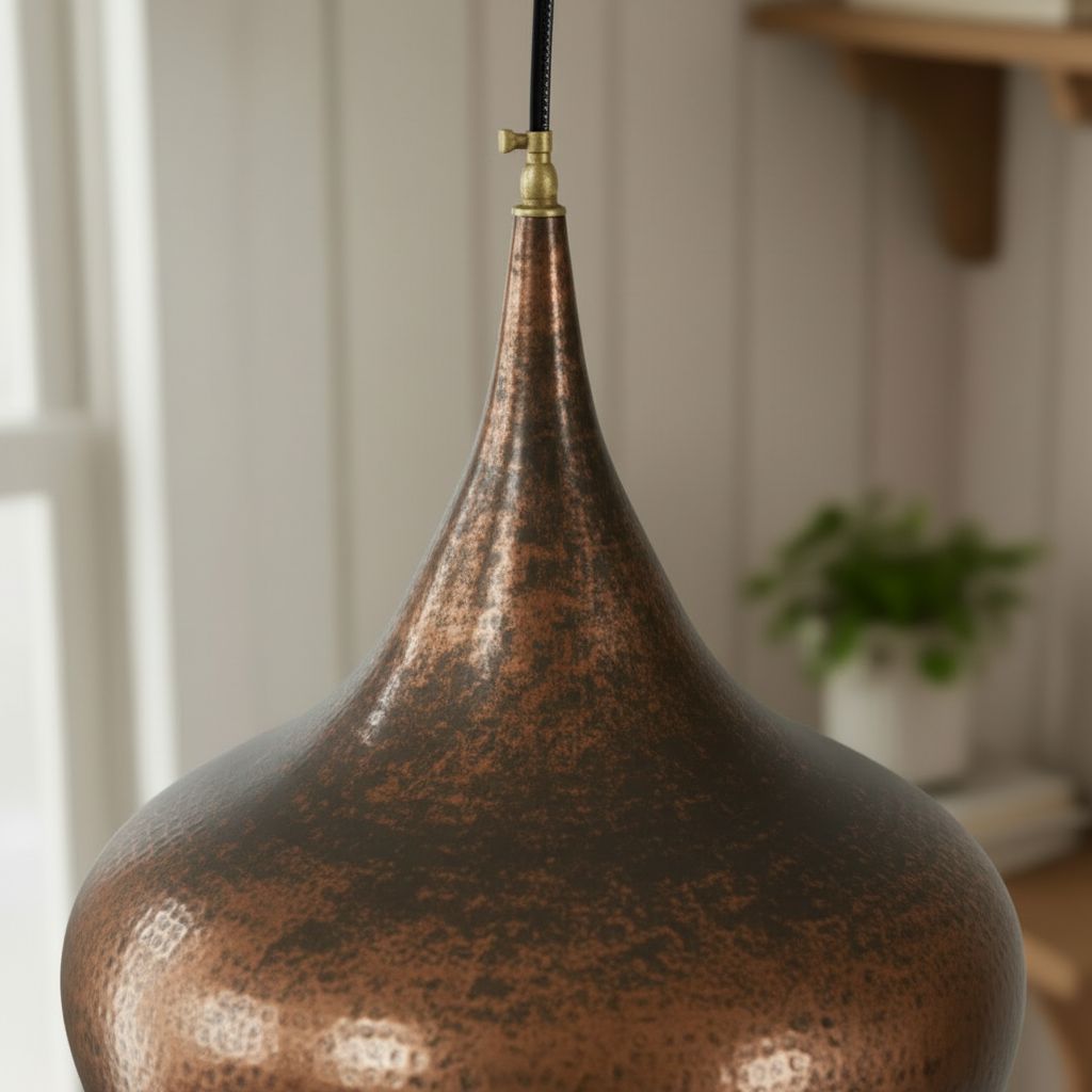 Handmade Hammered Copper Pendant Light, Patina Ceiling Lamp, Rustic Vintage Kitchen Lighting,ndustrial Farmhouse Light,Dome Lamp Shade