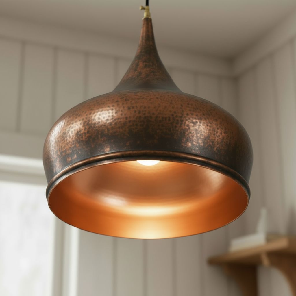 Handmade Hammered Copper Pendant Light, Patina Ceiling Lamp, Rustic Vintage Kitchen Lighting,ndustrial Farmhouse Light,Dome Lamp Shade